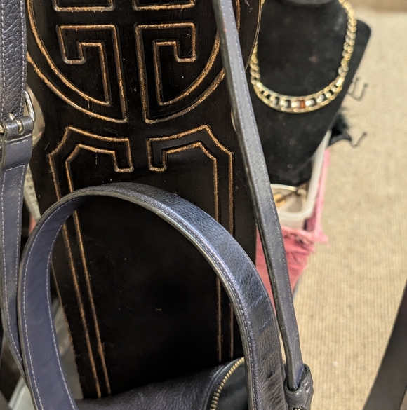 Coach Mia Shoulder Bag Pebble Leather In Navy Blue Silver UPDATED - Picture 4 of 15